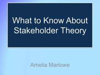 What to Know About
Stakeholder Theory
Amelia Marlowe
 