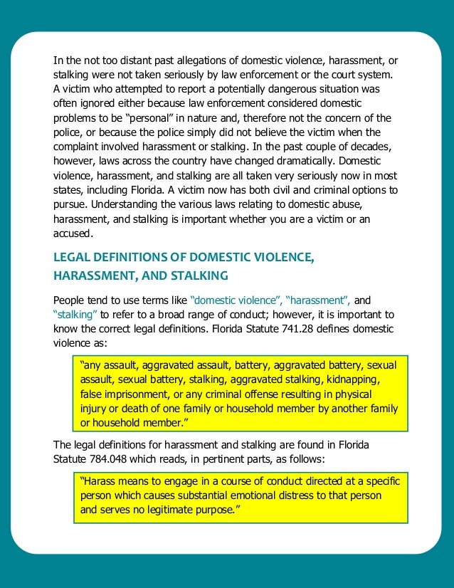 Stalking, harassment and abuse