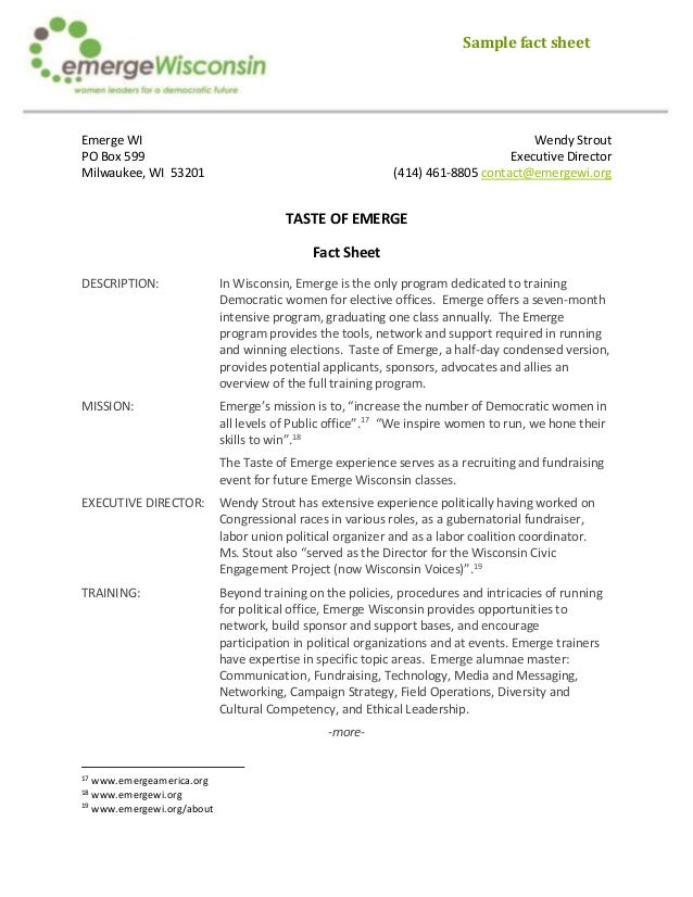 relations strategy pr fact sheet
