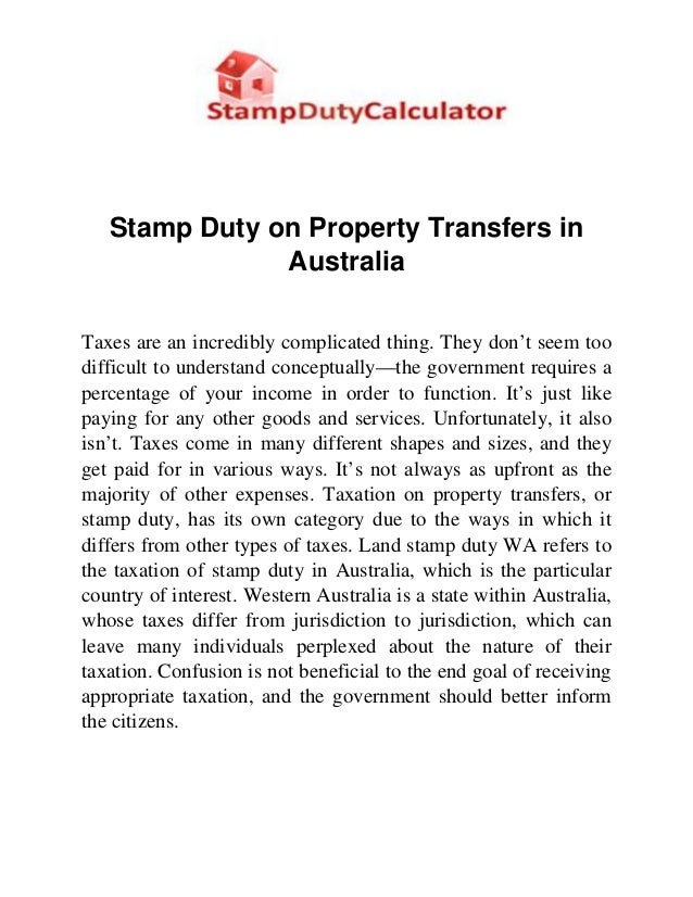 Stamp Duty Calculator For Western Australia