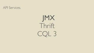 API Services.
!
	

 JMX
Thrift
CQL 3
!
 