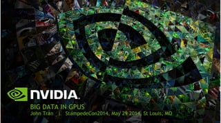 BIG DATA IN GPUS 
John Tran | StampedeCon2014, May 29 2014, St Louis, MO 
 