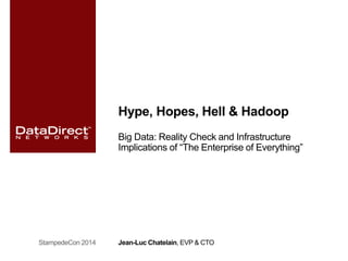 Hype, Hopes, Hell & Hadoop
Big Data: Reality Check and Infrastructure
Implications of “The Enterprise of Everything”
Jean-Luc Chatelain, EVP & CTOStampedeCon 2014
 