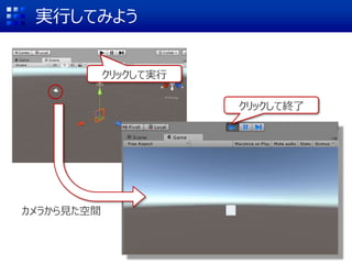 実行してみよう
クリックして実行
クリックして終了
カメラから見た空間
 