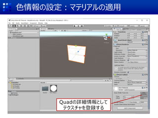 色情報の設定：マテリアルの適用
Quadの詳細情報として
テクスチャを登録する
 