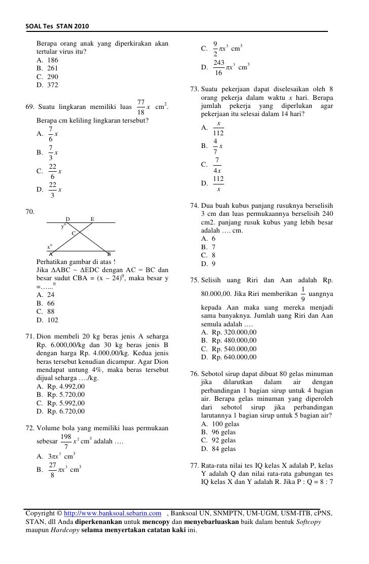 SOAL LATIHAN MASUK STAN SOAL LATIHAN MASUK STAN