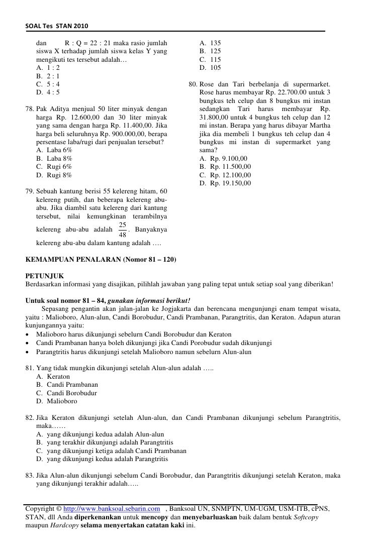 SOAL LATIHAN MASUK STAN SOAL LATIHAN MASUK STAN