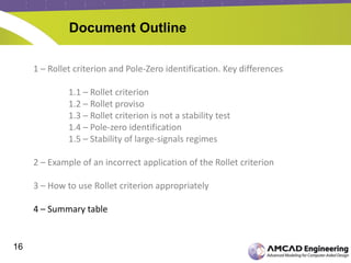 16
Document Outline
1 – Rollet criterion and Pole-Zero identification. Key differences
1.1 – Rollet criterion
1.2 – Rollet proviso
1.3 – Rollet criterion is not a stability test
1.4 – Pole-zero identification
1.5 – Stability of large-signals regimes
2 – Example of an incorrect application of the Rollet criterion
3 – How to use Rollet criterion appropriately
4 – Summary table
 