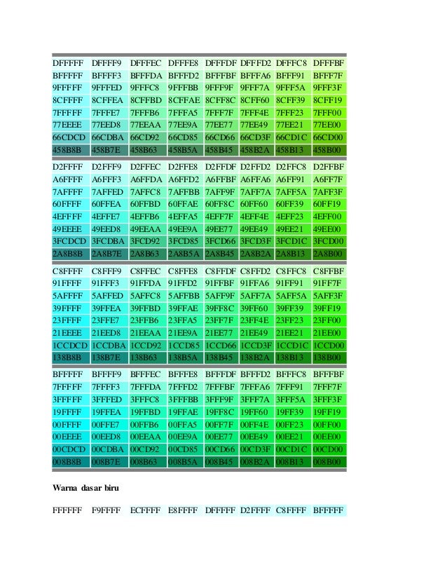 Standar 16 nama kode warna html php web desain