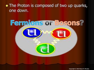  The Proton is composed of two up quarks,
one down.
Copyright © 2010 Ryan P. Murphy
 