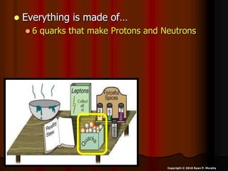  Everything is made of…
 6 quarks that make Protons and Neutrons
Copyright © 2010 Ryan P. Murphy
 