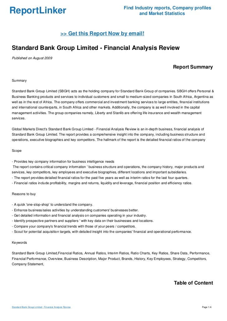 Standard Bank Group Limited Financial Analysis Review