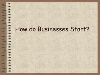 How do Businesses Start? 