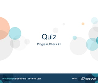Quiz
Progress Check #1
Presentation: Standard 18 - The New Deal 14/41
 