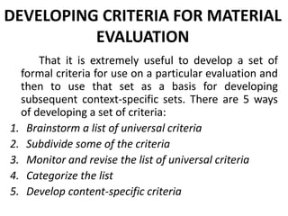 Standard approaches to material evaluation | PPT