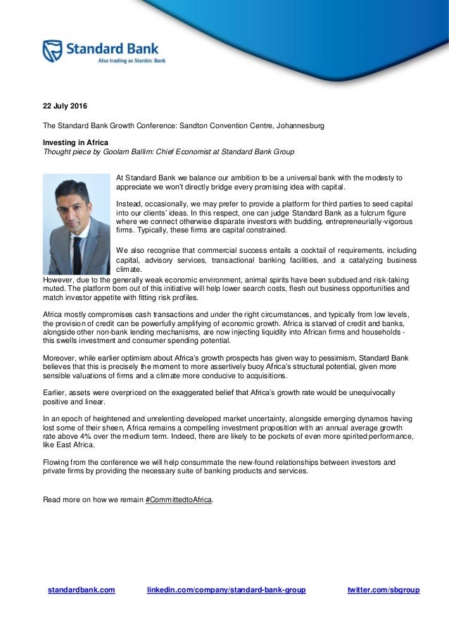 Investing In Africa Thought Piece By Goolam Ballim
