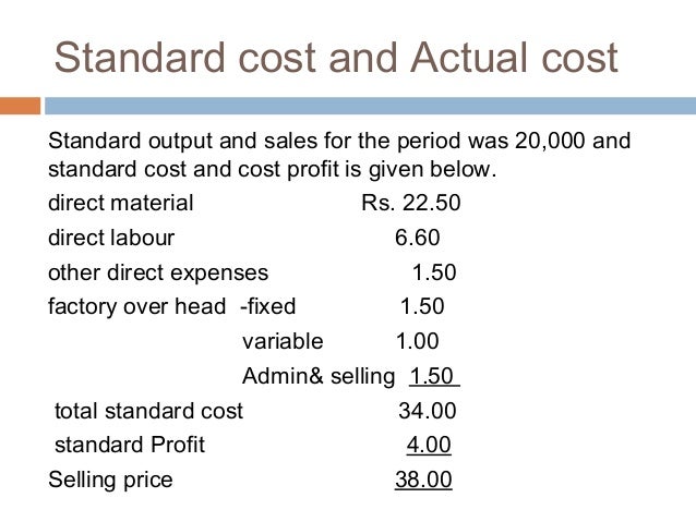 Standard costing reconciliation statement