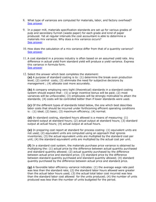 Standard costing and variance analysis case study | DOCX