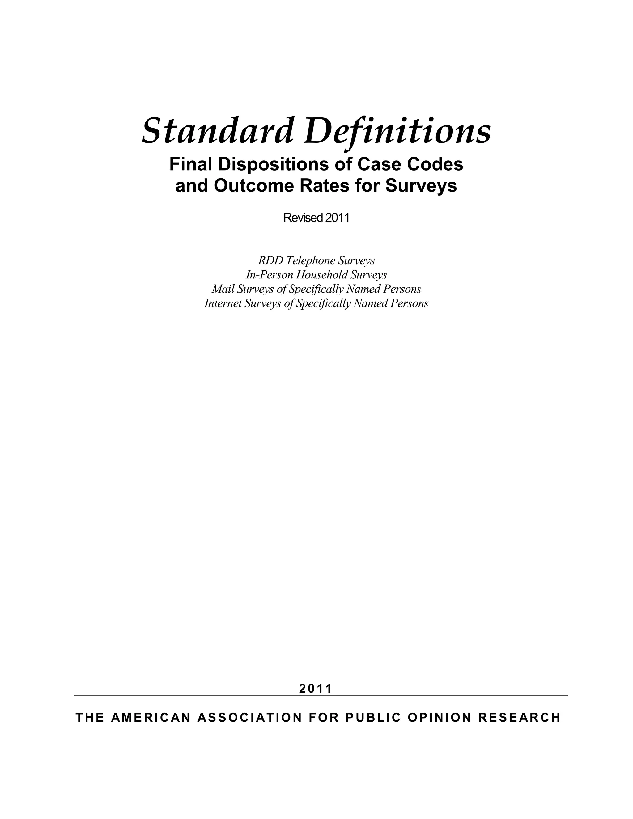 Standard definitions2011 ( FINAL DISPOSITIONS OF CASE CODES AND