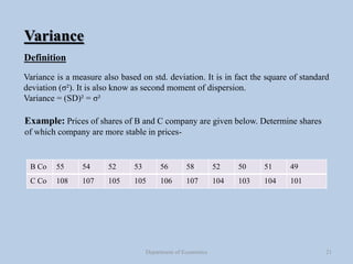 Measures of Dispersion: Standard Deviation and Co- efficient of ...