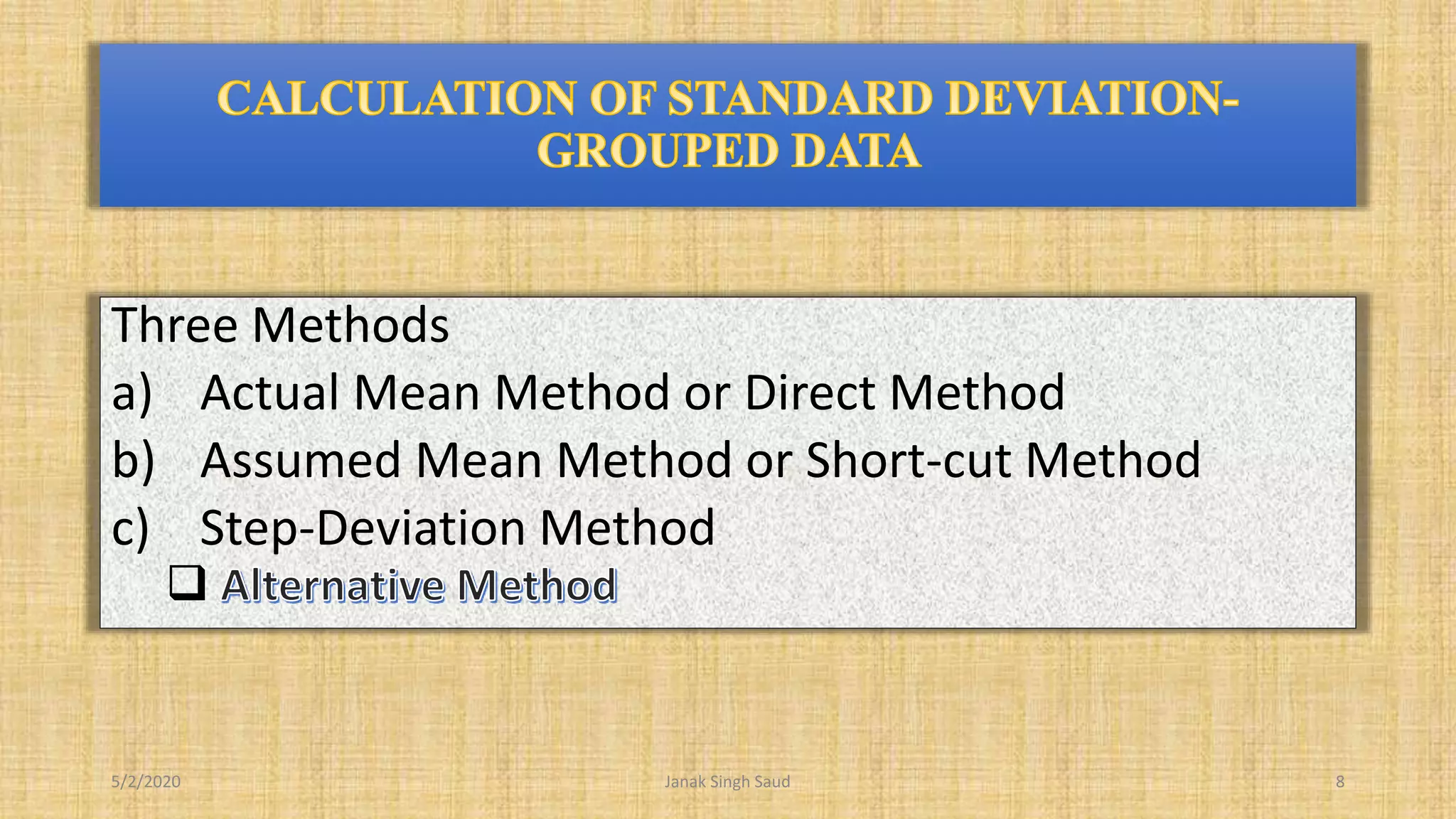 Standard deviation :grouped data/Continuous data | PPSX | Physics | Science