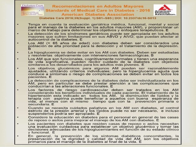 Standard diabetes care en el adulto mayor 2016 Standard diabetes care en el adulto mayor 2016