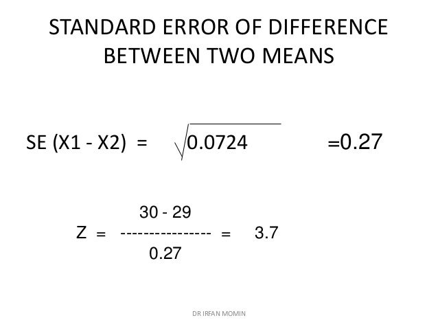 standard error formula hypothesis test