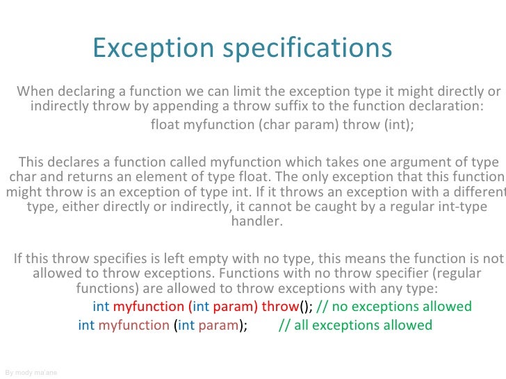 Standard exceptions
