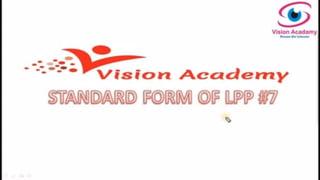 Standard Form of LPP
