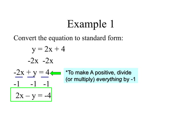 Standard form solve equations