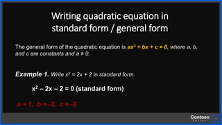 Standard form of quadratic function | PPTX