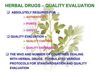Standardization of herbal drugs ppt for webinar | PDF