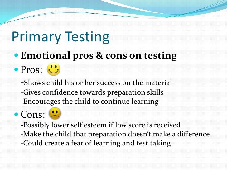 Essays on standardized testing pros and cons