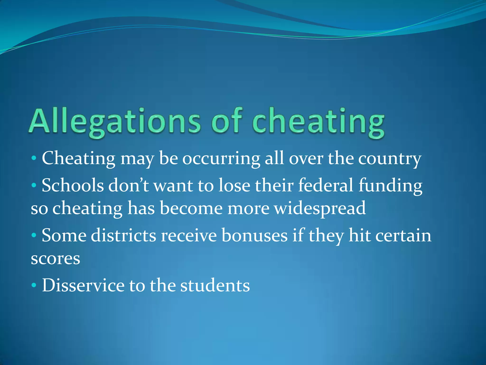 Increased number of tests under this act