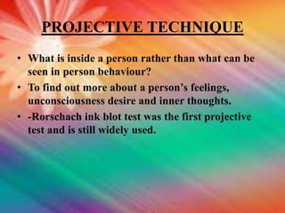 Projective Therapy Test STANDARDIZED TEST and its important in Nursing | PPTX