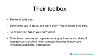 My Toolbox: Invoicing
• Generate and send invoices from Harvest
• Take payments through Stripe
• Deposits sent to bank
• Q...