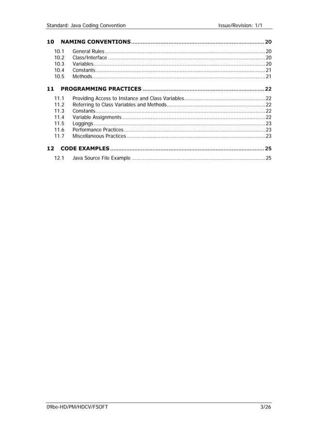 Standard java coding convention | PDF