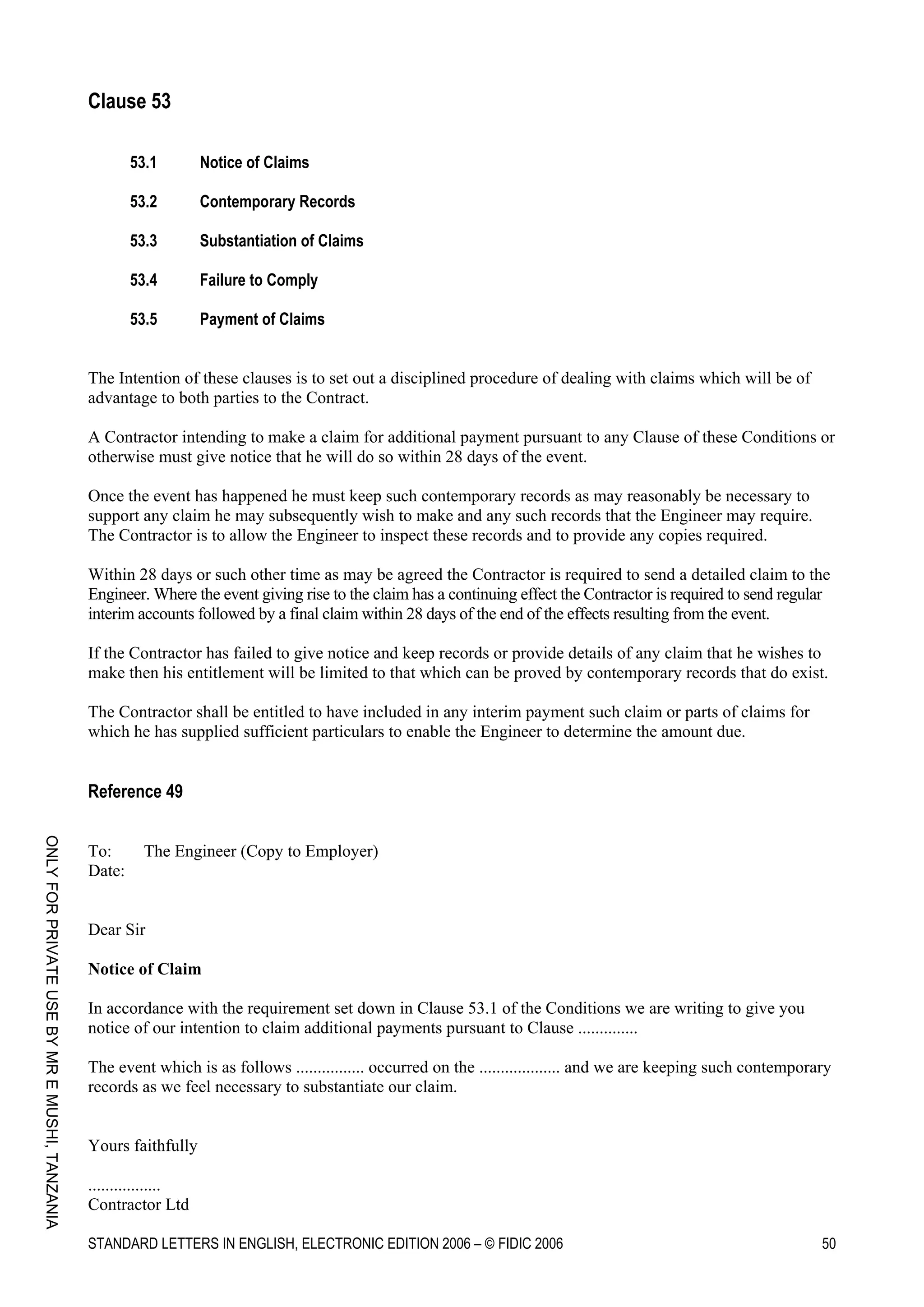Standard letters by FIDIC Guidelines.pdf