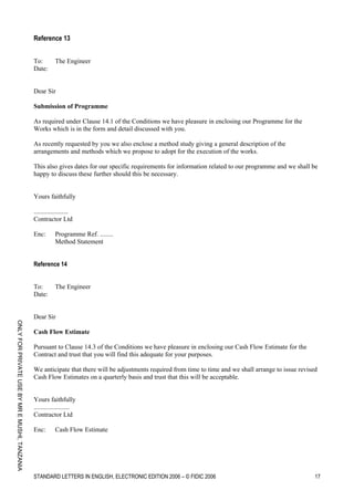 Standard letters by FIDIC Guidelines GTS | PDF