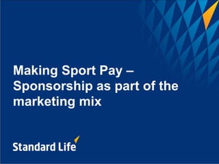 Making Sport Pay –
Sponsorship as part of the
marketing mix
 