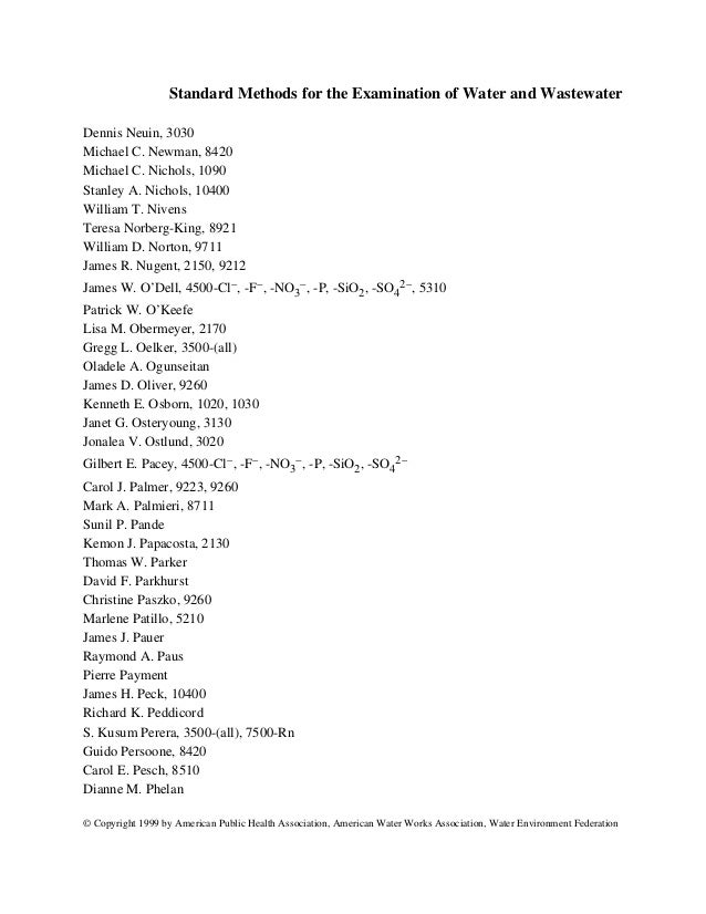 (Standard methods for the examination of water and wastewater) lenore…