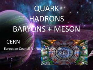 QUARK
HADRONS
BARYONS + MESON
CERN
European Council for Nuclear Research
