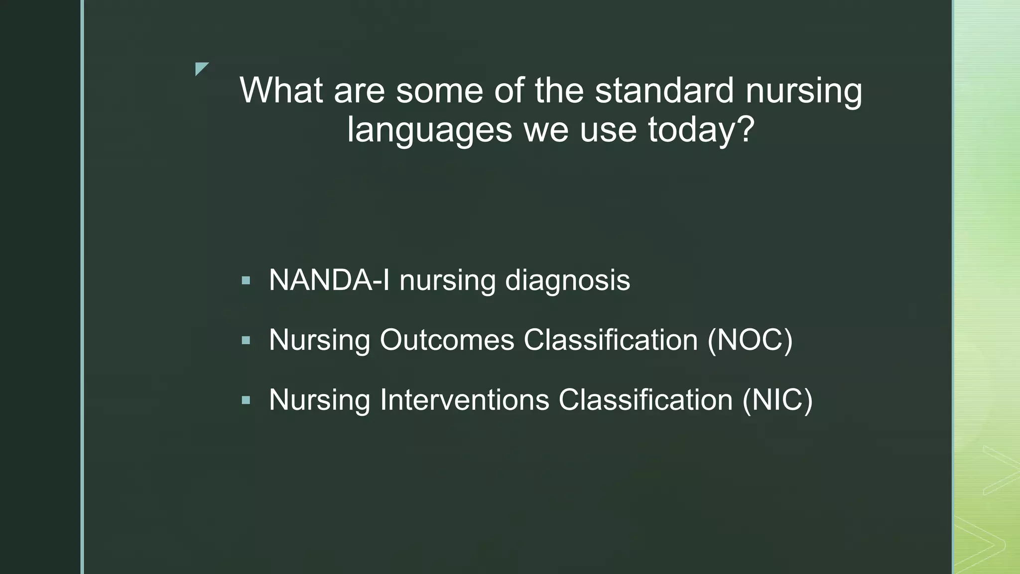 Nursing Language Example Yvette Gonzalez -Standard nursing language | PPT