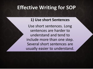Effective Writing for SOP 