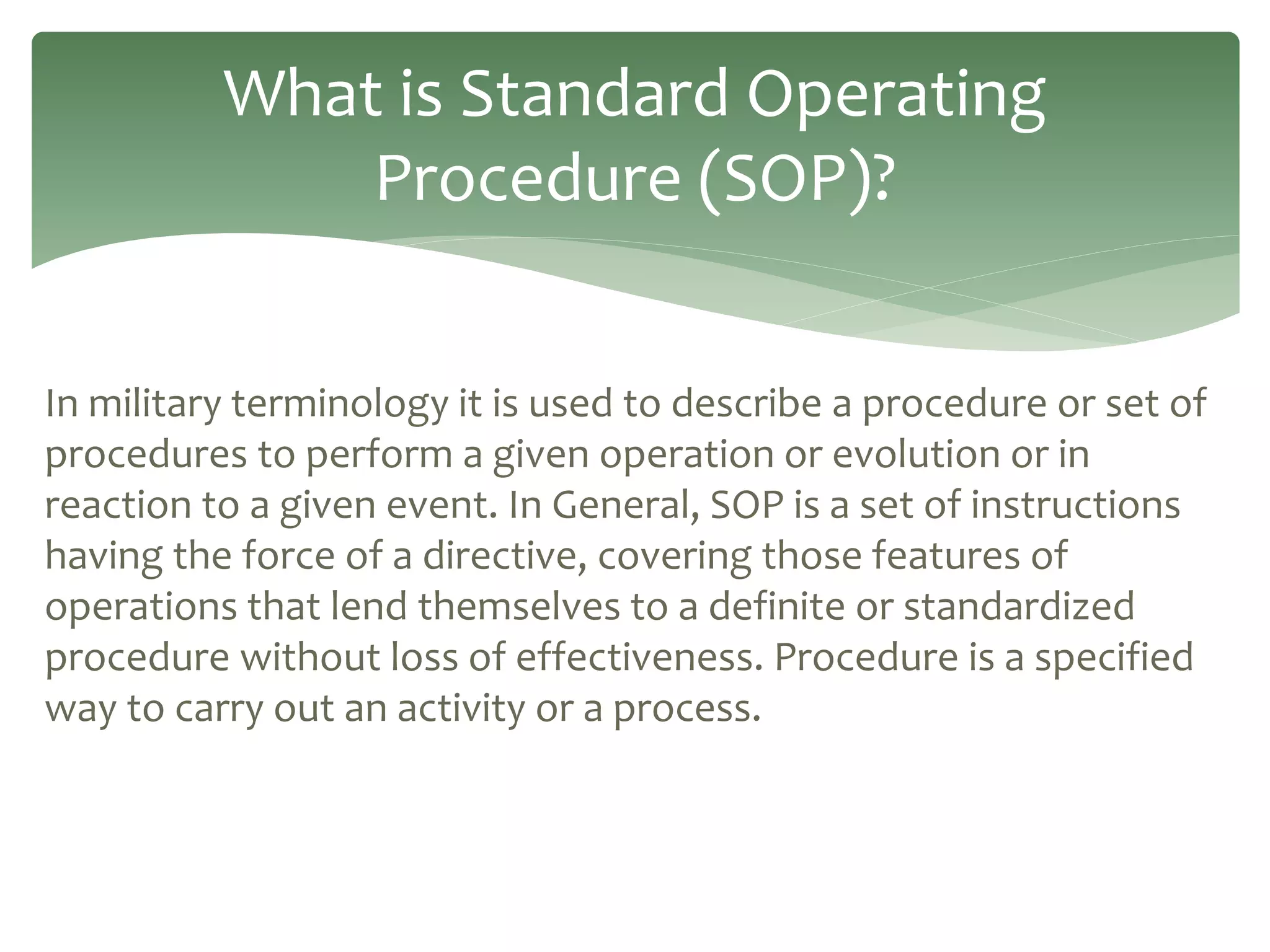 Standard operating procedures for co operatives | PPTX
