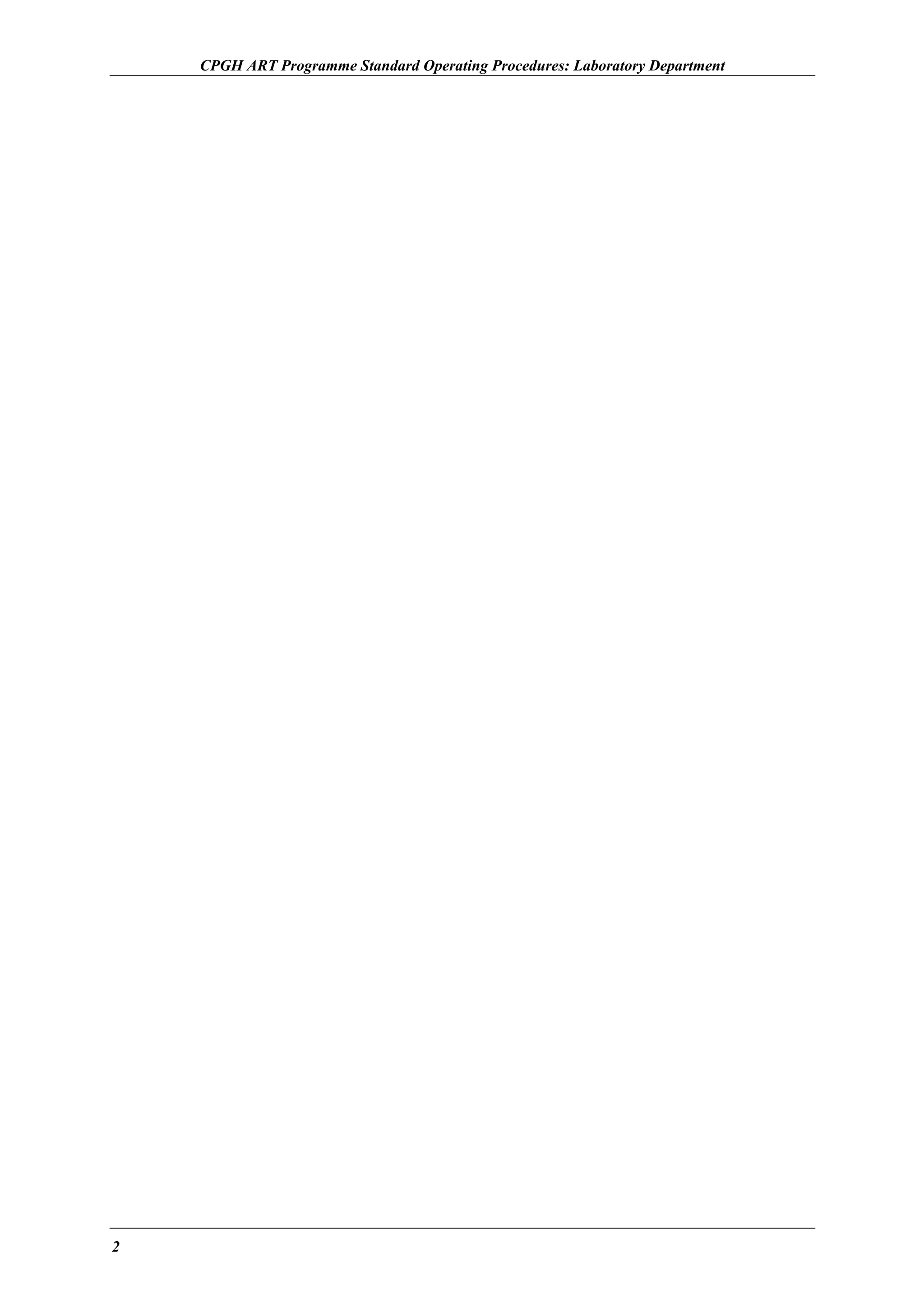 CPGH ART Programme Standard Operating Procedures: Laboratory Department

2

 