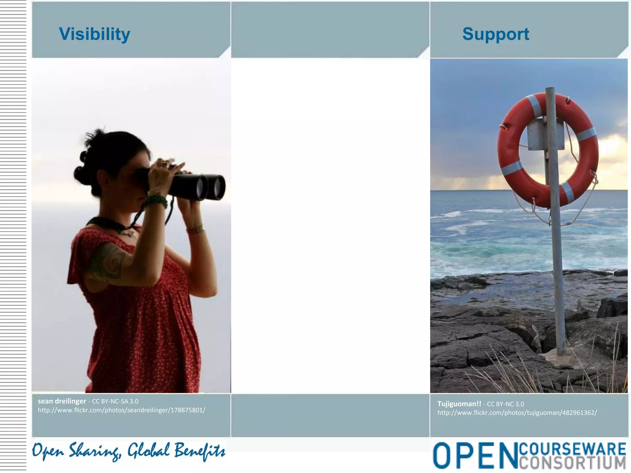 SupportVisibilitysean dreilinger - CC BY-NC-SA 3.0http://www.flickr.com/photos/seandreilinger/178875801/Tujiguoman!! - CC BY-NC 3.0http://www.flickr.com/photos/tujiguoman/482961362/