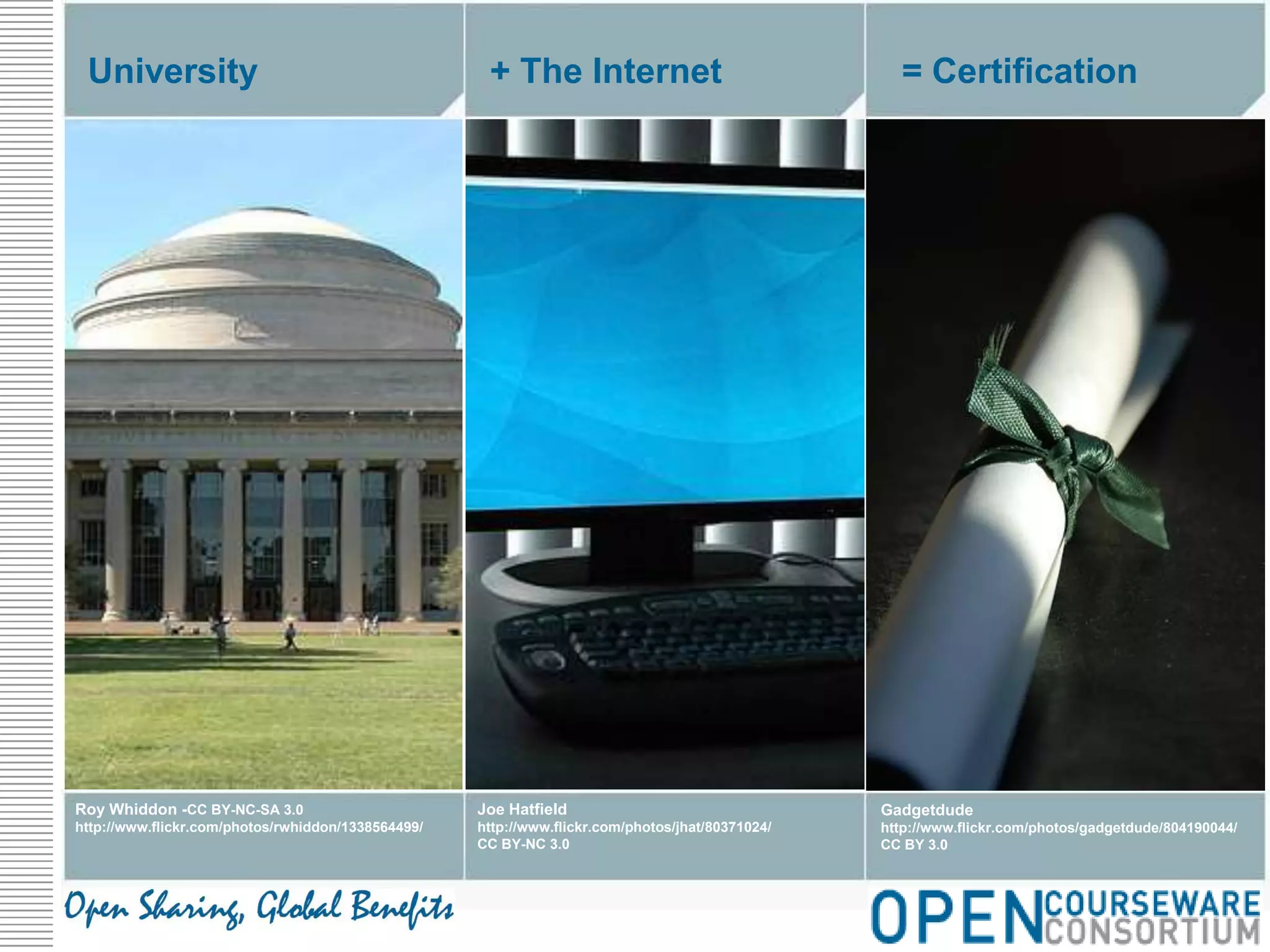 University+ The Internet= CertificationJoe Hatfieldhttp://www.flickr.com/photos/jhat/80371024/CC BY-NC 3.0Roy Whiddon -CC BY-NC-SA 3.0http://www.flickr.com/photos/rwhiddon/1338564499/Gadgetdudehttp://www.flickr.com/photos/gadgetdude/804190044/CC BY 3.0