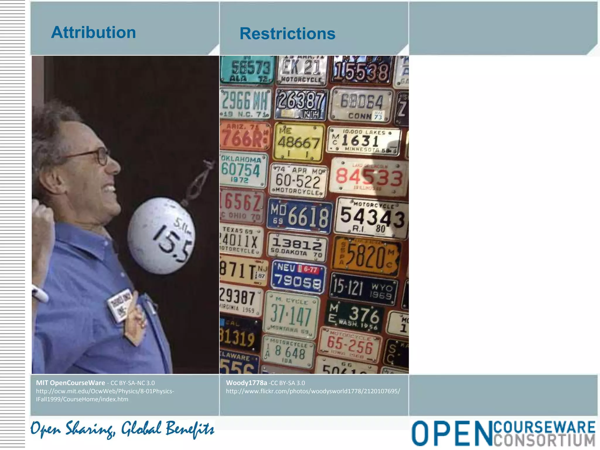 AttributionRestrictionsMIT OpenCourseWare - CC BY-SA-NC 3.0http://ocw.mit.edu/OcwWeb/Physics/8-01Physics-IFall1999/CourseHome/index.htmWoody1778a -CC BY-SA 3.0http://www.flickr.com/photos/woodysworld1778/2120107695/