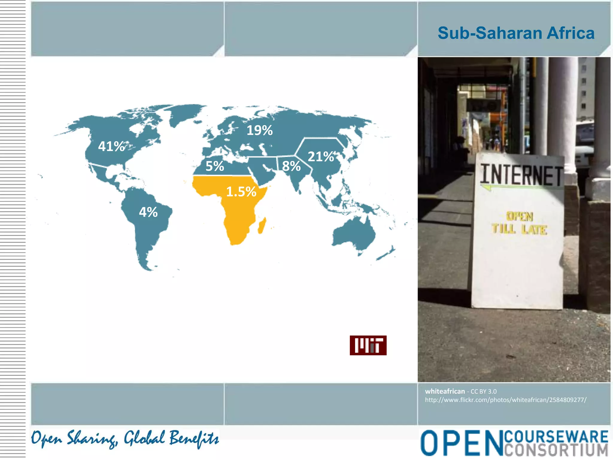 Sub-Saharan Africa19%41%21%8%5%1.5%4%whiteafrican - CC BY 3.0http://www.flickr.com/photos/whiteafrican/2584809277/